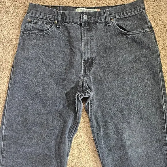 Levis 550 Relaxed Fit Taper Jeans Mens Tag 36x30 Act 35x28.5 Black Faded Wash - Picture 7 of 11